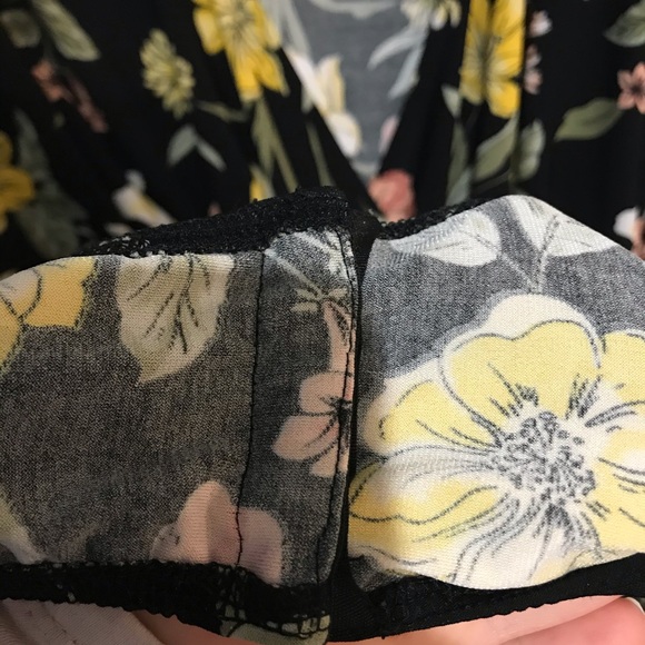 Addition Elle Floral Surplice Bodysuit Black 1X - Picture 5 of 8